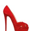 Christian Louboutin 150mm Aborina Suede Open Toe Pumps in Red - Lyst