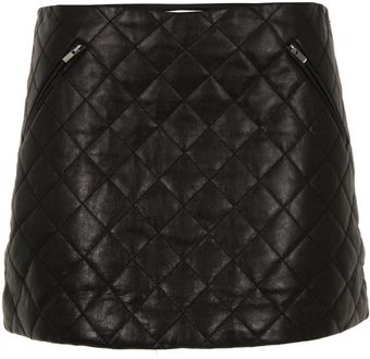 Diane Von Furstenberg Daria Black Leather Skirt - Lyst