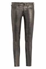 Rag & Bone Metallic Leather Mid Rise Skinny Jeans