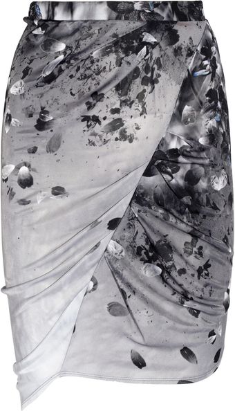 Aminaka Wilmont Printed Draped Satinjersey Skirt - Lyst