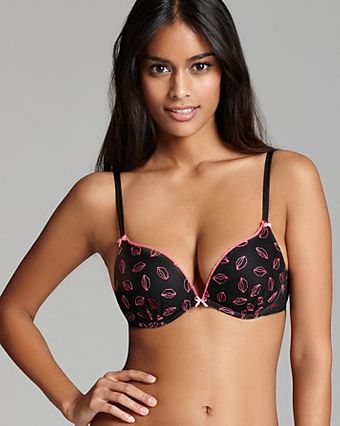 Betsey Johnson Bra Embroidered Kisses Super Bump Push Up - Lyst