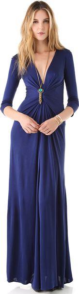Issa V Neck Long Sleeve Gown - Lyst