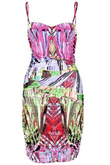 Roberto Cavalli Digital Print Ruched Dress - Lyst
