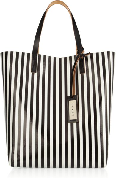 Marni Printed Vinyl and Leather Tote in White