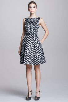 Theia Dotjacquard Party Dress - Lyst