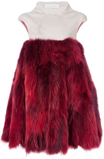 Amaya Arzuaga Contrast Fur Dress - Lyst