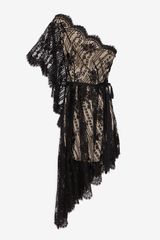 Lover Asymmetrical Sleeve Lace Dress Black