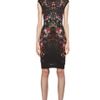 Alexander Mcqueen Cap Sleeve Floral Pencil Dress in Black in Floral (black) - Lyst