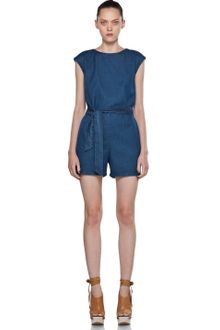 A.P.C. Denim Wash Cap Sleeve Romper in Bleu Acier - Lyst