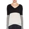Enza Costa Cashmere Colorblock V Neck Sweater in Black Grey Bleach in Black - Lyst