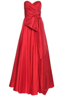Marchesa Notte Marchesa Notte Floor Length Gown with Draping - Lyst