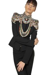 Alexander McQueen Jewelled Leaf Viscose Crepe Jacket