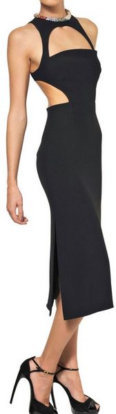Alexander McQueen Swarovski Leaf Viscose Crepe Dress - Lyst