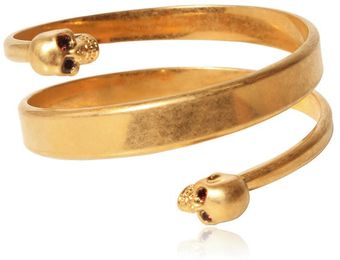 Alexander McQueen Swarovski Twin Skull Brass Bracelet - Lyst
