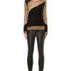 Alice + Olivia Opal Novelty Stitch Crewneck Sweater  in Brown (beige &amp; black) - Lyst