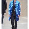 Burberry Prorsum Metallic Paper Silk Oversize Trench Coat in Blue for Men - Lyst
