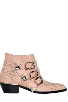 Chloé 45mm Susannah Nappa Studded Low Boots - Lyst