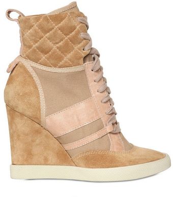 Chloé Calfskin and Suede High Top Wedges - Lyst