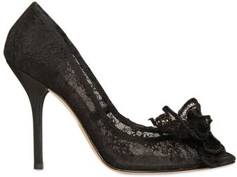 Dolce & Gabbana 110mm Chantilly Lace Bow Pumps - Lyst