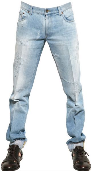 Dolce & Gabbana 18cm Gold Washed Denim Regular Fit Jeans - Lyst