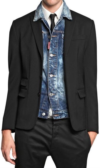 DSquared2 Detachable Denim Vest and Wool Jacket - Lyst