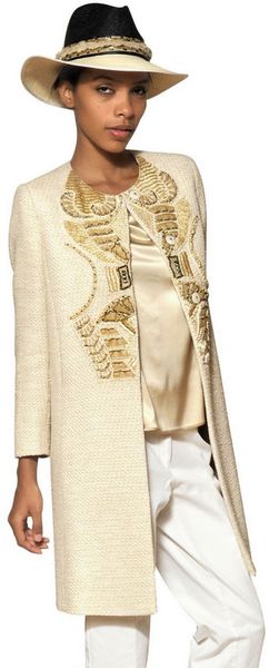 Etro Embroidered Cotton Bouclé Coat - Lyst