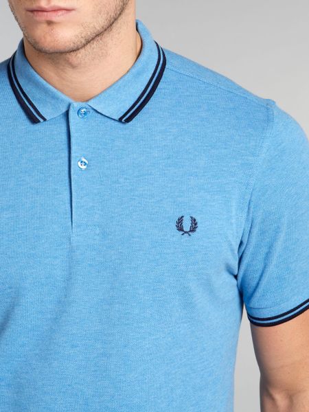 Fred Perry Slim Twin Tipped Polo Shirt In Blue For Men Light Blue Lyst