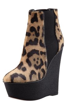Giambattista Valli Leopardprint Platform Wedge Bootie - Lyst