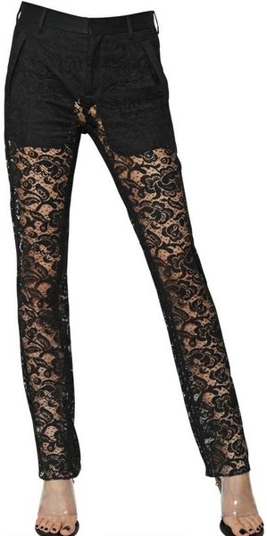Givenchy Cotton Viscose Dentelle Lace Trousers - Lyst