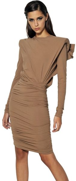 Lanvin Gathered Cotton Jersey Dress - Lyst