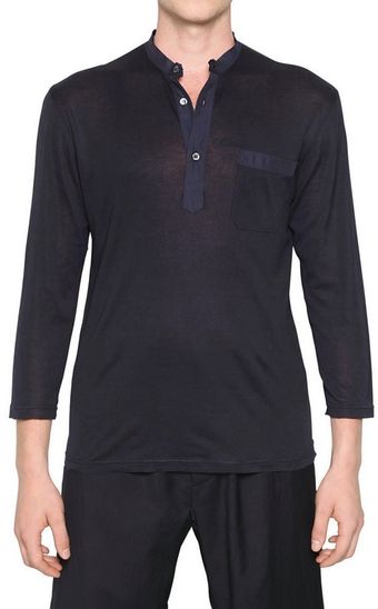 Lanvin Grosgrain Cotton Jersey Serafino - Lyst