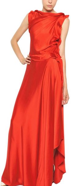 Lanvin Washed Silk Satin Asymmetrical Dress - Lyst