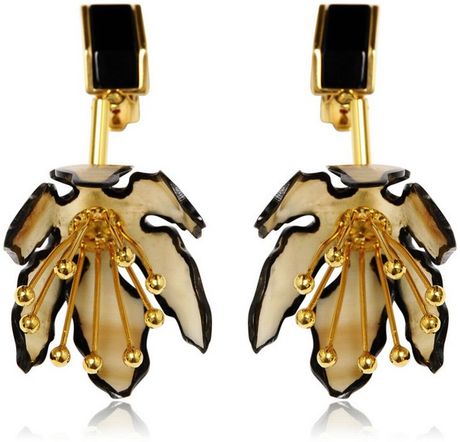 marni earrings flower horn clip lyst