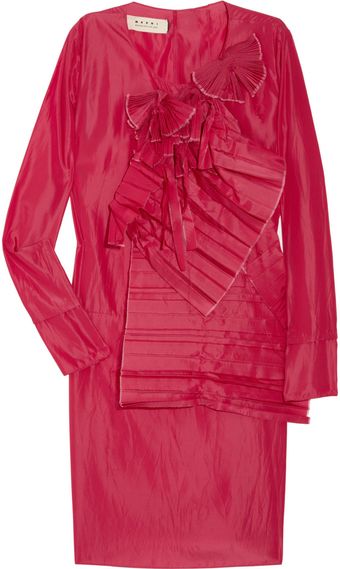 Marni Ruffle Front Taffeta Dress - Lyst
