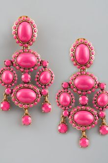 Oscar de la Renta Cabochon Drop Clip Earrings - Lyst