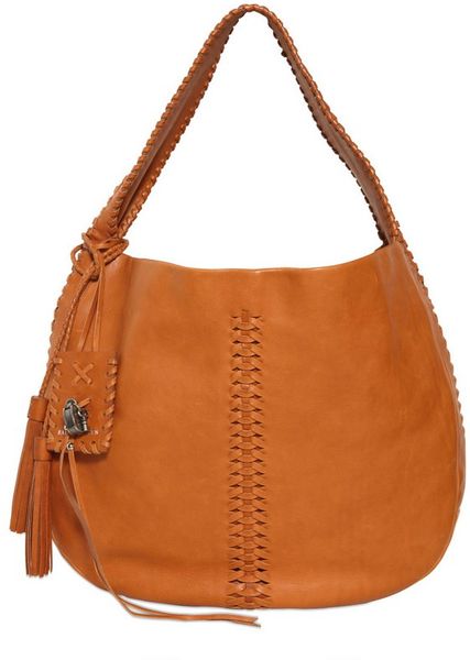 tan leather woven bag