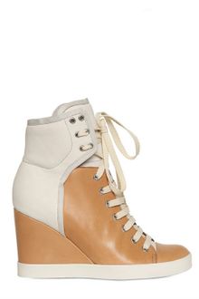 See By Chloé Nubuk Two Tone Sneaker Wedges - Lyst