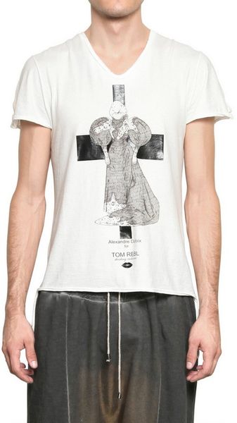 Tom Rebl Raw Cut Lady Printed Jersey Tshirt - Lyst