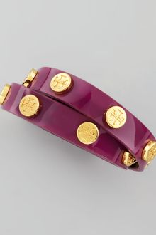 Tory Burch Logo Studded Patent Wrap Bracelet  - Lyst