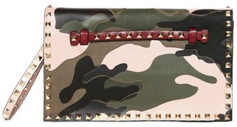 Valentino Medium Rockstud Camouflage Clutch - Lyst