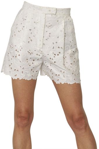 Valentino Flower Embroidered Cotton Piqué Shorts - Lyst