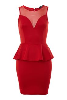 Ax Paris Mesh Detail Peplum Dress - Lyst