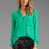 Bcbgmaxazria Button Down Pocket Blouse in Green (emerald) - Lyst