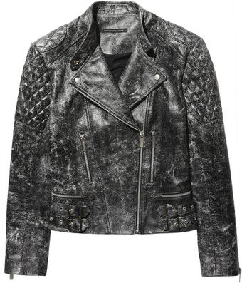 Christopher Kane Cracked Leather Biker Jacket - Lyst