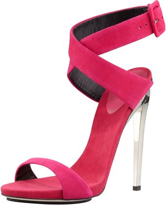 Giuseppe Zanotti Suede Crisscross Sandal Heels - Lyst
