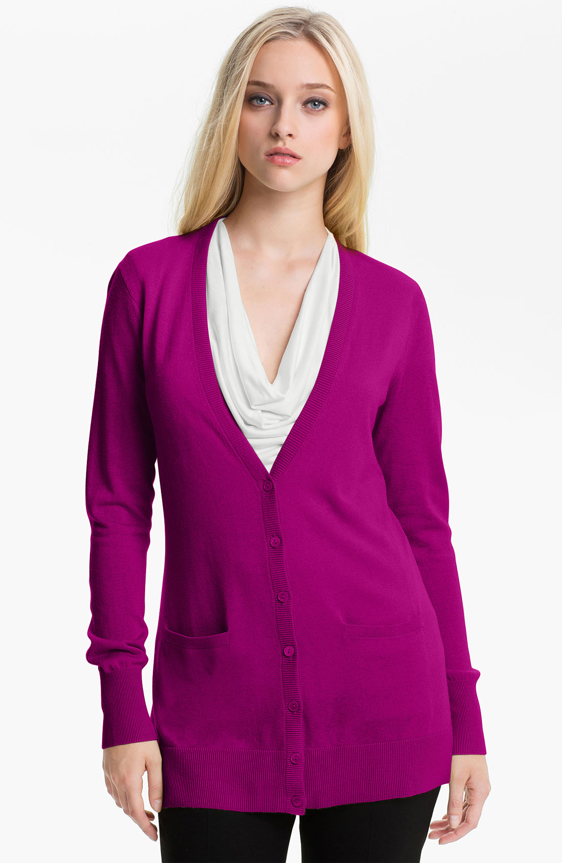Nordstrom Collection Silk Cashmere Vneck Cardigan in Purple (light ...