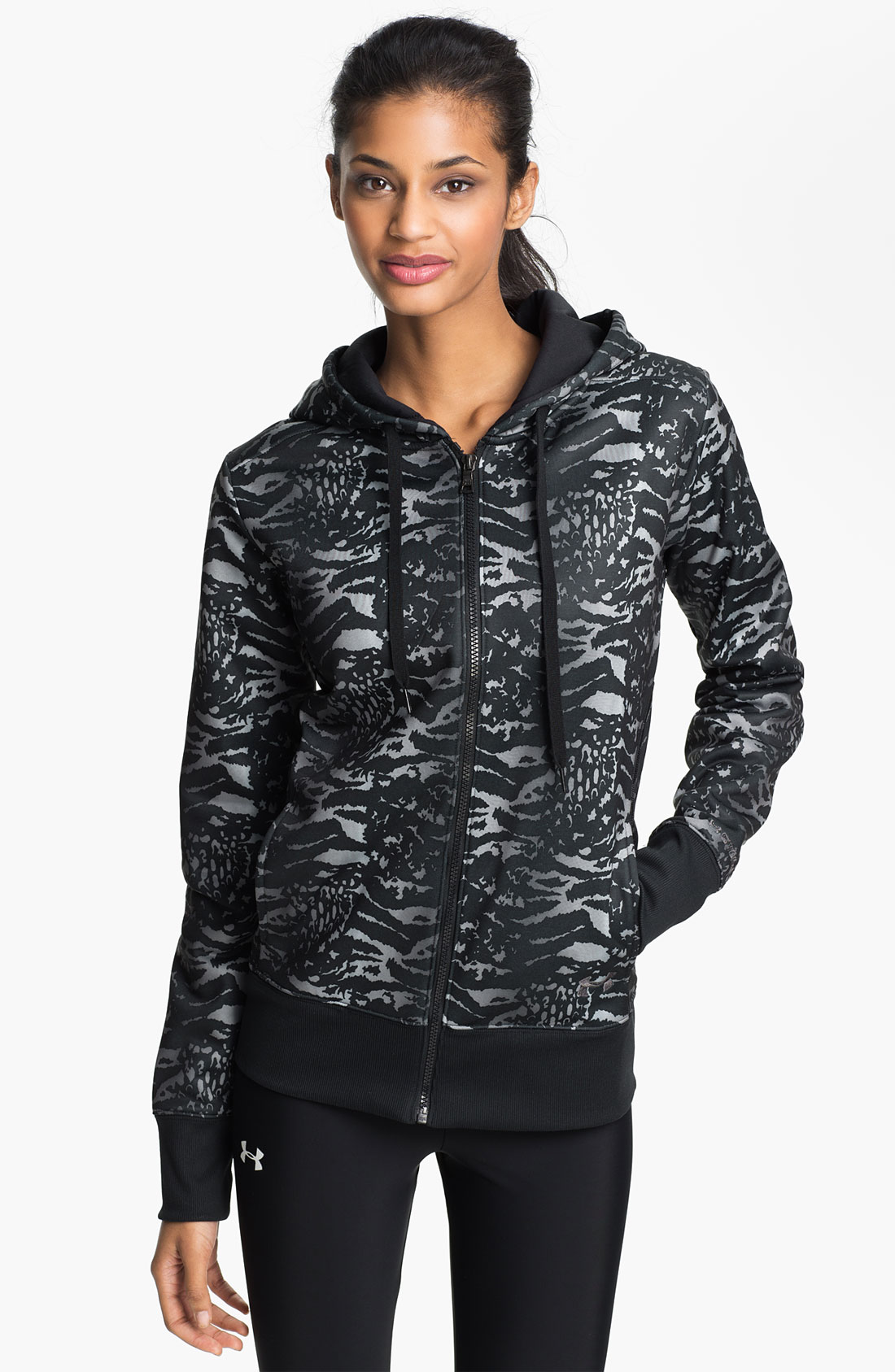 Under Armour Armour Fleece Graphic Zip Up Hoodie in Gray (black