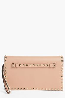 Valentino Rockstud Leather Flap Clutch - Lyst