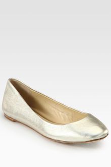 Vera Wang Lavender Lara Metallic Leather Ballet Flats - Lyst
