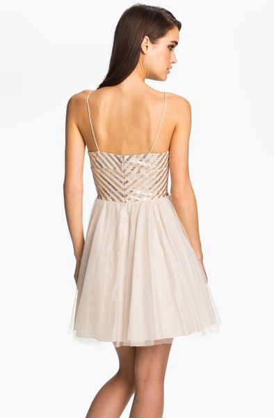 aidan mattox champagne gown